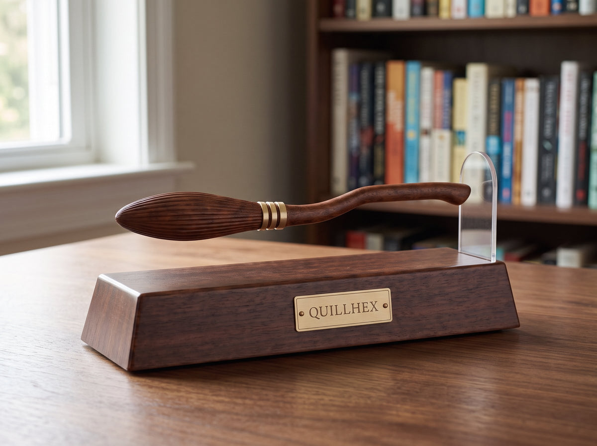 Quillhex broom pen displayed in a reading corner