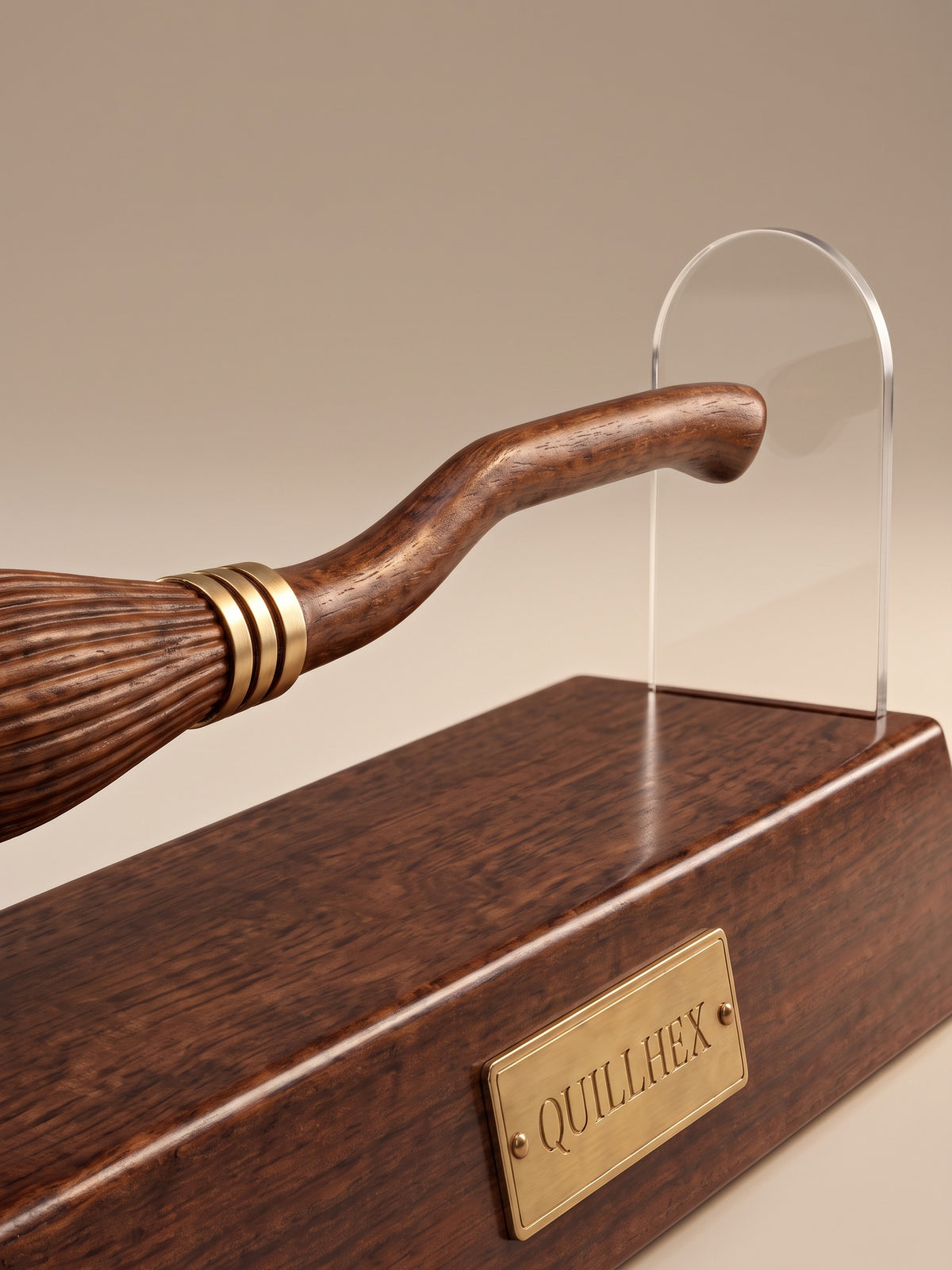 Quillhex levitating broom pen in a bookish setting